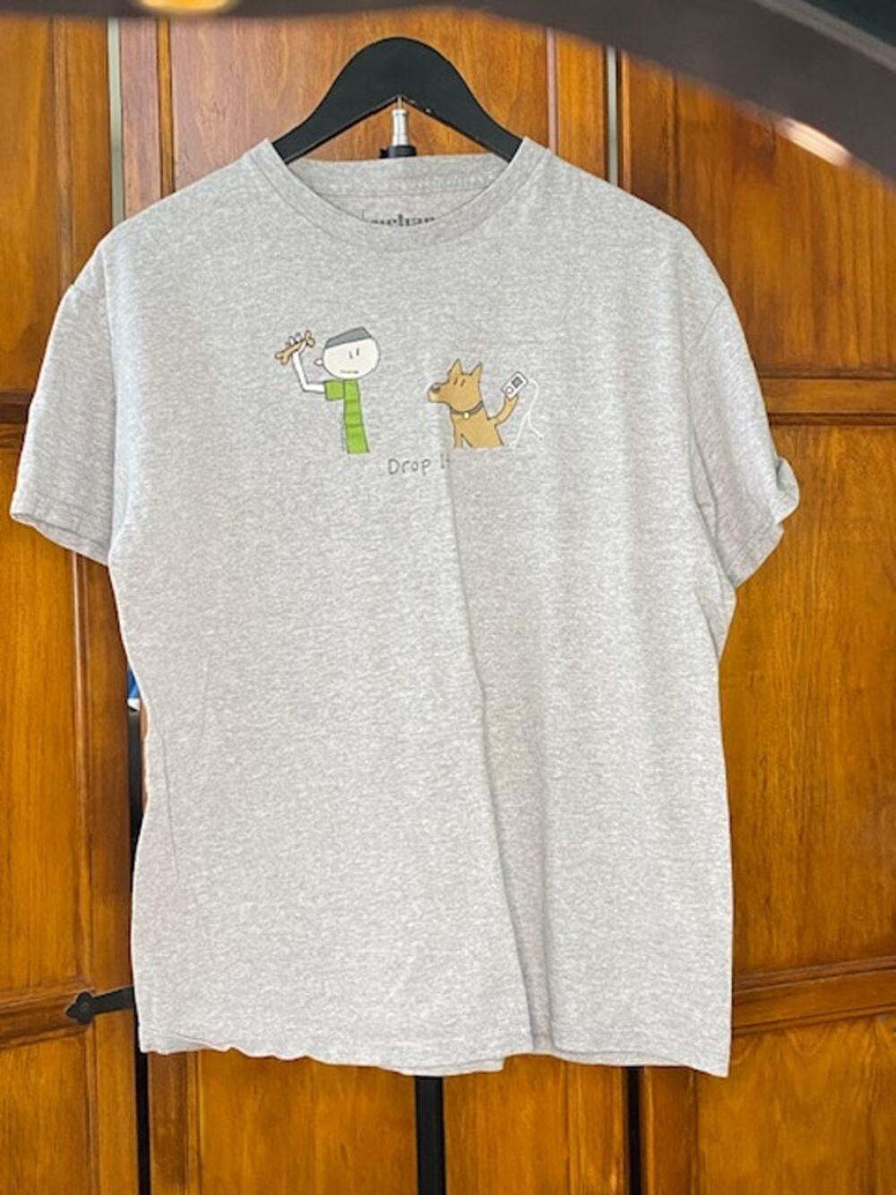 Urban Pipeline Y2K 2005 iPod Dog Drop It Graphic T Shirt Gray Mens Large
